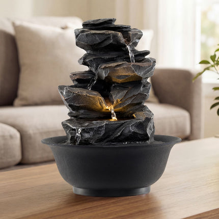 Stalinis vandens fontanas su LED lemputėmis, krištolinis rutulys, 26 cm
