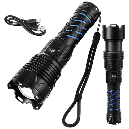 Taktinis LED žibintuvėlis 1500lm, įkraunamas, atsparus vandeniui