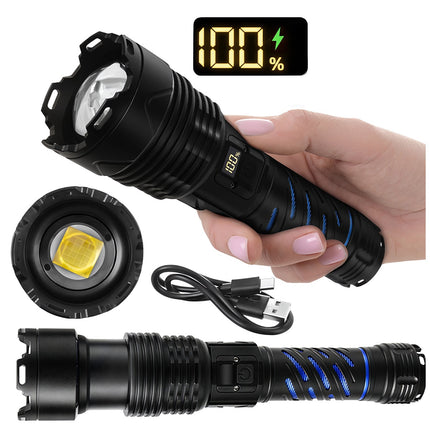 Taktinis LED žibintuvėlis 1500lm, įkraunamas, atsparus vandeniui