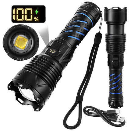 Taktinis LED žibintuvėlis 1500lm, įkraunamas, atsparus vandeniui