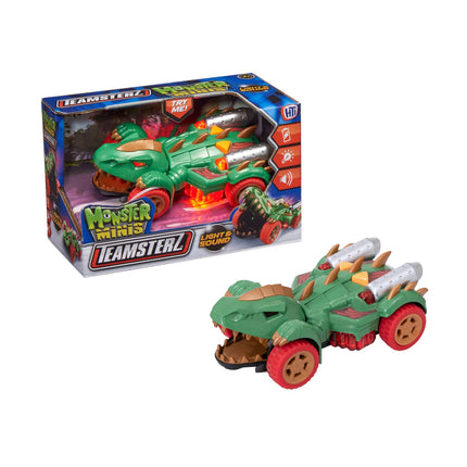 „Teamsterz“ galingas dinozaurų automobilis su šviesomis ir garsu, 12,5 cm