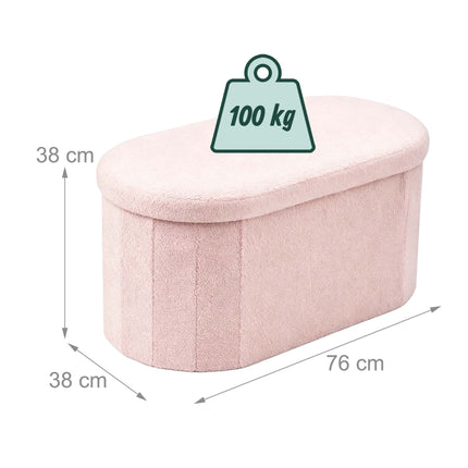 Meškiuko audinio suoliukas daiktams laikyti, ovalo formos, 76 cm