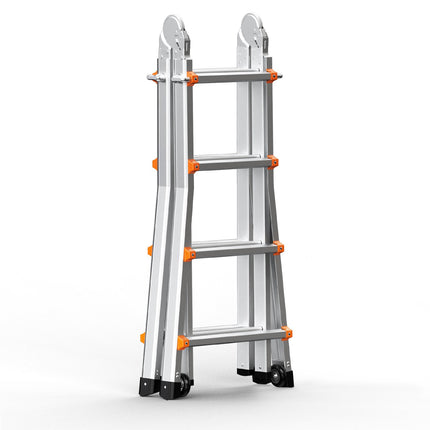 Telescoping A-Frame Ladder, 15.5 ft Aluminum, 330 lb