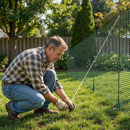 Temporary Plastic Mesh Fence with Posts, 0.9 x 50m