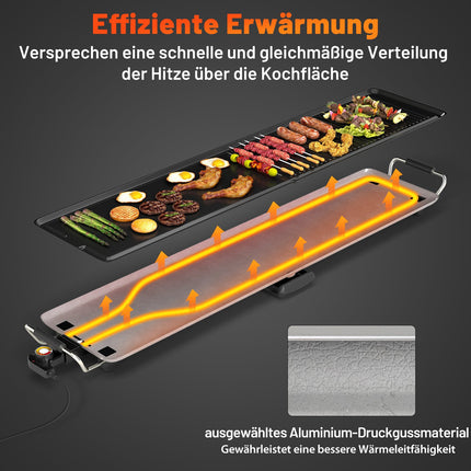Teppanyaki grilis 1800 W, nelimpanti danga, reguliuojama temperatūra, 100 cm