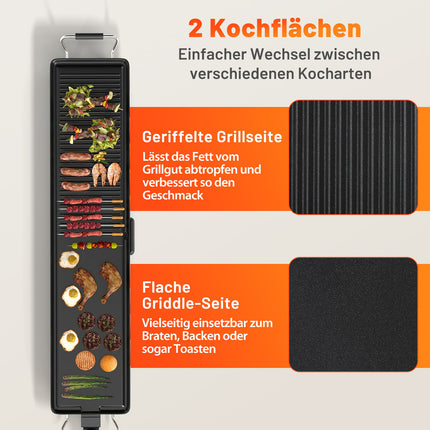 Teppanyaki grilis 1800 W, nelimpanti danga, reguliuojama temperatūra, 100 cm