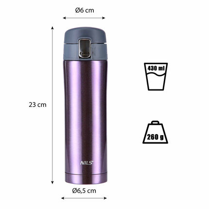 Terminis puodelis, violetinis, 10 uncijų, izoliuotas