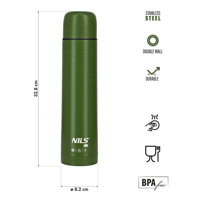 Termosas 1000 ml žalias - izoliuotas kelioninis butelis