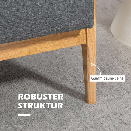 Trivietė minkšta sofa, kaučiukmedžio, 154,5 x 69,5 x 73 cm, pilka