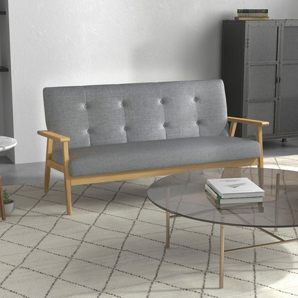 Trivietė minkšta sofa, kaučiukmedžio, 154,5 x 69,5 x 73 cm, pilka
