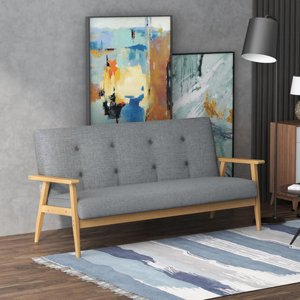 Trivietė minkšta sofa, kaučiukmedžio, 154,5 x 69,5 x 73 cm, pilka