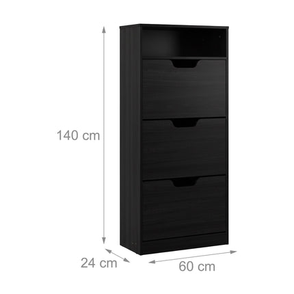 Pakreipiama batų spintelė su reguliuojamais skyriais