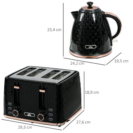 Skrudintuvo ir virdulio rinkinys, juodas, 1,7 l, 4 riekelių talpa
