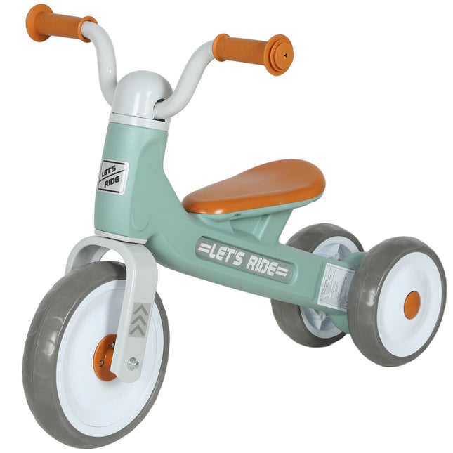 Balansinis dviratukas mažyliams, be pedalų, 3 tylūs ratukai, žalias