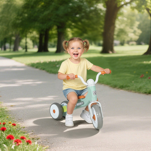 Balansinis dviratukas mažyliams, be pedalų, 3 tylūs ratukai, žalias