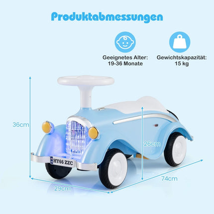 Vaikiškas važiavimo automobilis su signalu, LED žibintais, mėlynas