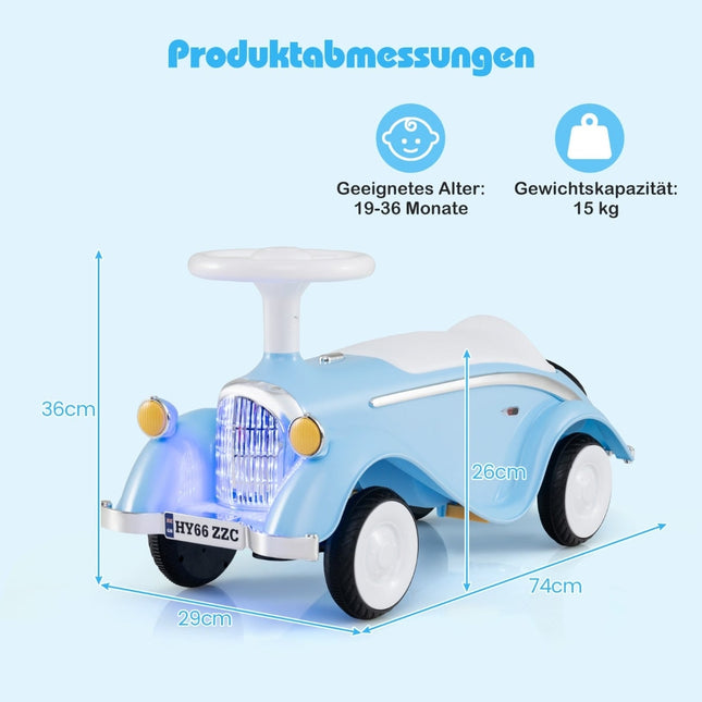 Vaikiškas važiavimo automobilis su signalu, LED žibintais, mėlynas