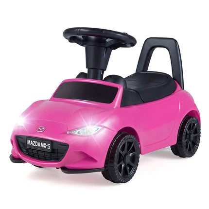 Vaikiškas važiavimo automobilis su žibintais, saugos ypatybėmis, rožinis