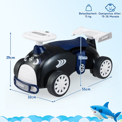 Vaikiškas važiuojamasis automobilis su muzika ir daiktadėže - „Shark Design“