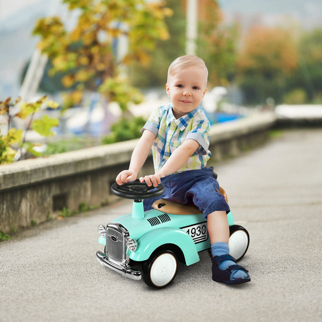 Vaikiškas važiavimo automobilis su daiktadėže, apsauga nuo apvirtimo, žalias