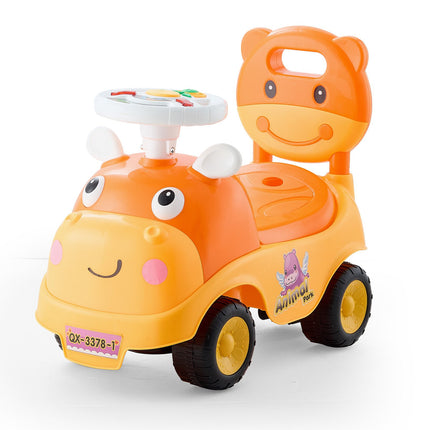 Toddler Ride-On Push Car With Horn, Music, Storage