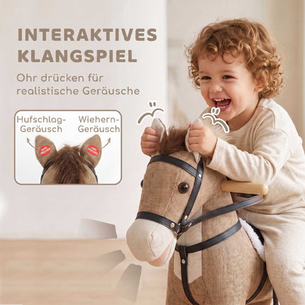 Toddler Rocking Horse with Sounds and Safety Handles, 12–36 Months, Dark Brown
