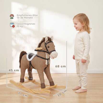 Toddler Rocking Horse with Sounds and Safety Handles, 12–36 Months, Dark Brown