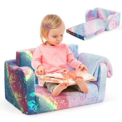 Vaikiška sofa-lova su antklode - vaivorykštės raštas