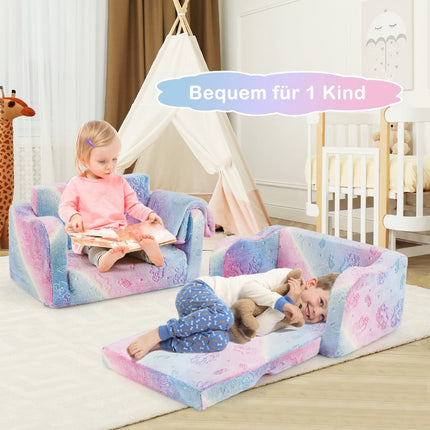 Vaikiška sofa-lova su antklode - vaivorykštės raštas