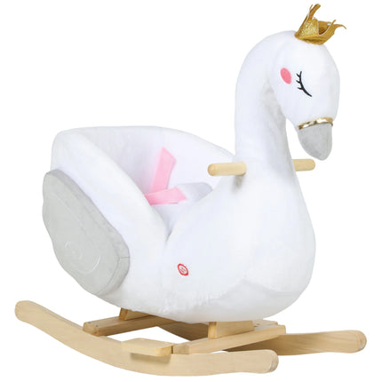 Mažylio supamoji lovelė „Swan“ su lopšinė, minkštas užpildas, medinis rėmas