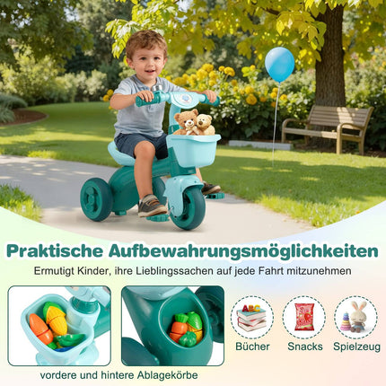 Triratis mažyliams su ribotu vairavimu, skambučiu, ergonomiška sėdyne