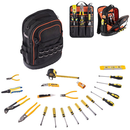 Tool Backpack with 21-Piece Tool Kit, 65 Pockets