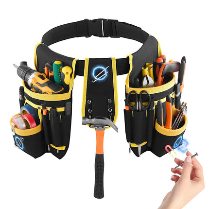 Tool Belt, 28-Pocket Magnetic Pouches, Adjustable 31–48 in