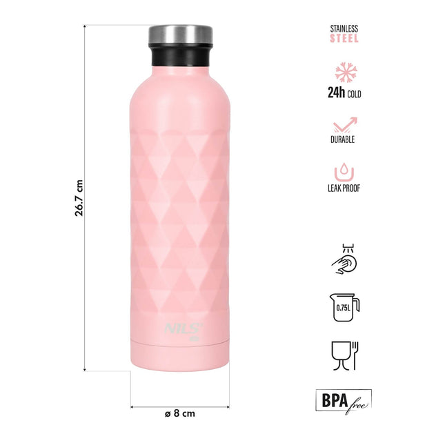 Turistinis vandens buteliukas, 750 ml, rožinis