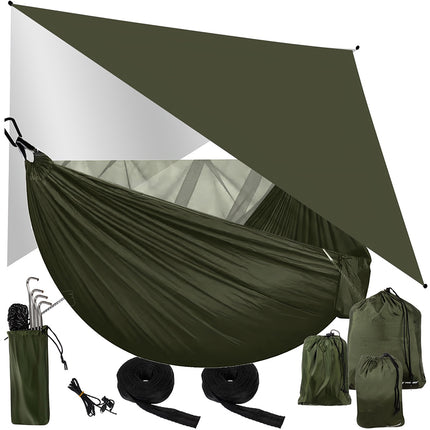 Turistinis hamakas su brezentu ir tinkleliu nuo uodų 260x140 cm