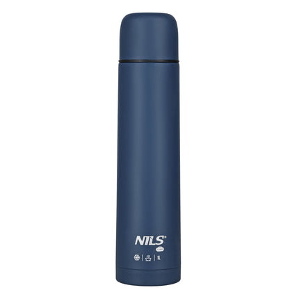 Turistinis termosas 1000 ml, mėlynas, izoliuotas