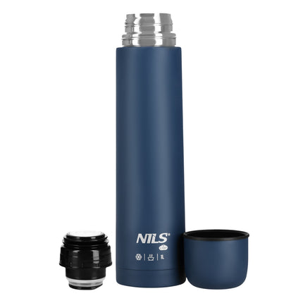 Turistinis termosas 1000 ml, mėlynas, izoliuotas