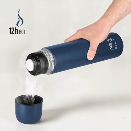 Turistinis termosas 1000 ml, mėlynas, izoliuotas