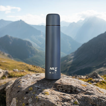 Turistinis termosas 1000 ml, mėlynas, izoliuotas