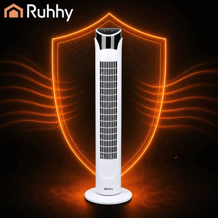 Tower Fan 83 cm with Remote Control and 70° Oscillation, White, 45W, 3 Modes