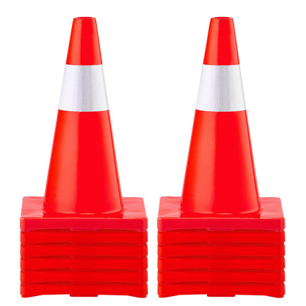 Traffic Cones, 12-Pack 18-Inch With Reflective Collar
