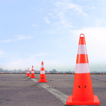 Traffic Cones 6 Pack, 28 Inch PVC with Reflective Collar