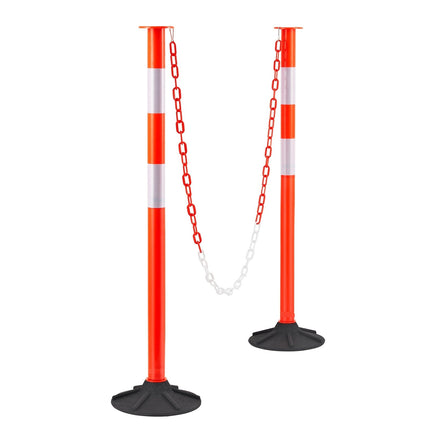 Traffic Delineator Posts, 2 Pack, 34 In, Reflective, Chain