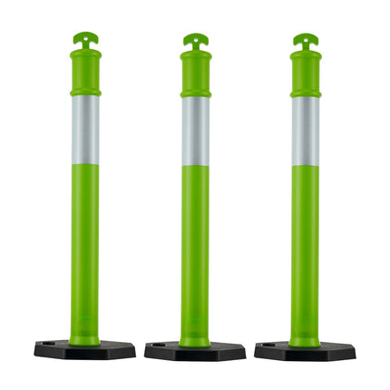 Traffic Delineator Posts, 3 Pack, 1140 mm, Reflective Weighted Base