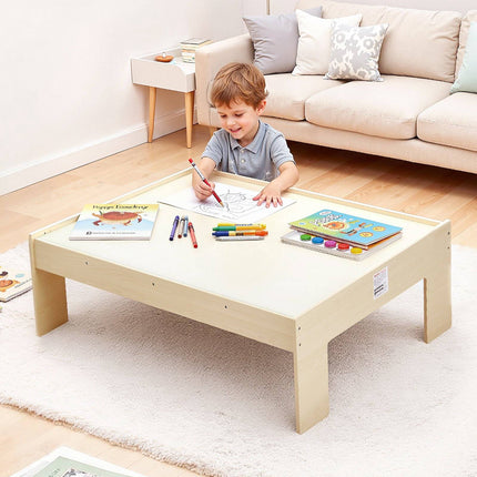 Train Table Set, 120-Piece Wooden, Reversible Top, Storage Bin