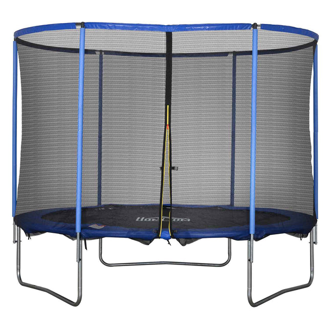 Batutas su apsauginiu tinklu, sodo batutas naudojimui viduje ir lauke, fitneso batutas, mėlynas + juodas, iki 113,6 kg, Ø305 x 248 cm