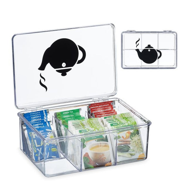 Permatoma arbatos dėžutė su 6 skyriais