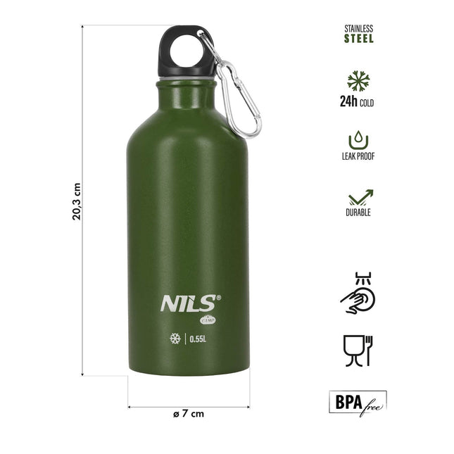 Kelioninis butelis 550 ml, žalias, nepralaidus