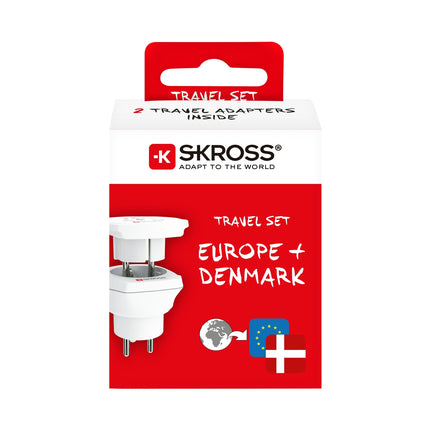 Travel adapter Combo World to Denmark + Europe Grounded