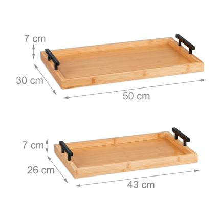 Padėklai iš bambuko - 2 vnt. rinkinys